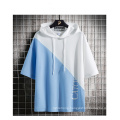 Loose Casual Hooded Round Neck Stitching Half-Sleeve Hoodie